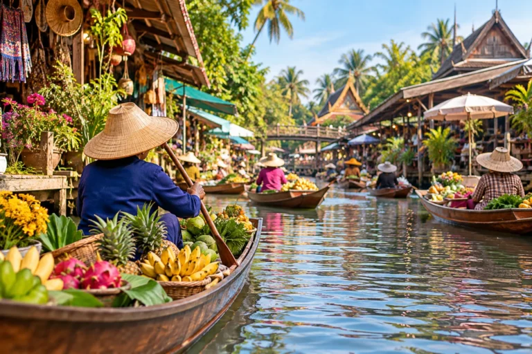 Illustration of Floating Market & Railway Market