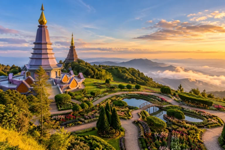 Illustration of Doi Inthanon Mountain & Waterfall